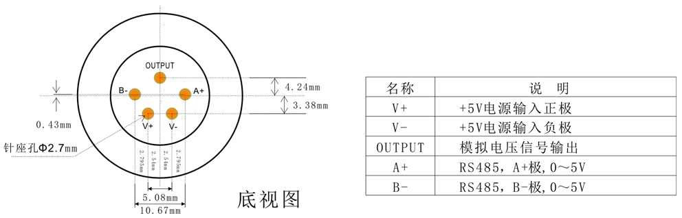 智能型可燃氣體傳感器模組針腳定義